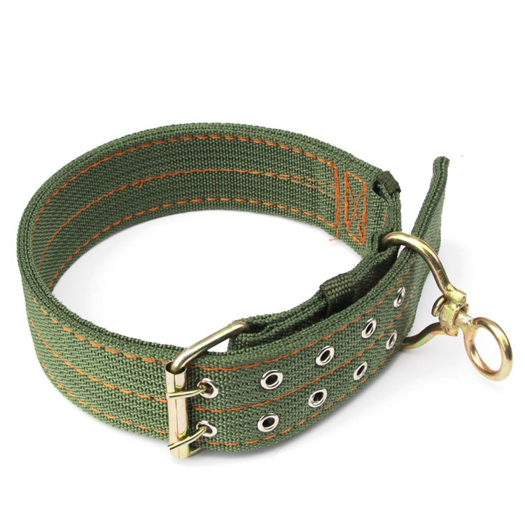 Large dog Army green double row thickened collar collar set Pet collar Large dog neck ring Dog chain