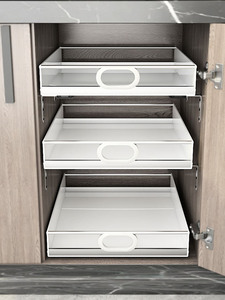 Homemade For Home Cabinet Stainless Steel Rod Pp Ultra-Deep Cabinet Pull Basket Kitchen Supplies with Track Drawer Tray 