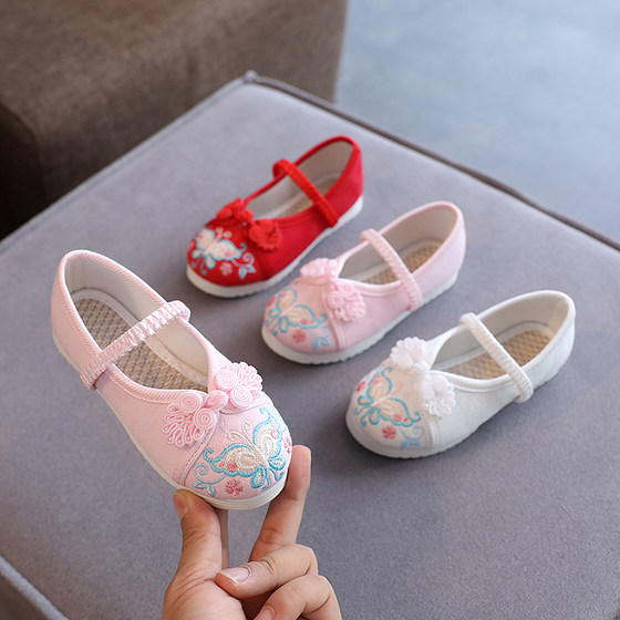 New children's old Beijing cloth shoes, girls' embroidered shoes, ethnic style handmade national style embroidered children's shoes, ancient costume Hanfu shoes