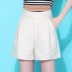 Quần short ống rộng màu trắng nữ mùa hè phiên bản mới của Hàn Quốc có cạp cao cỡ lớn một phần tư quần dài giản dị rộng năm điểm nóng - Quần short Quần short