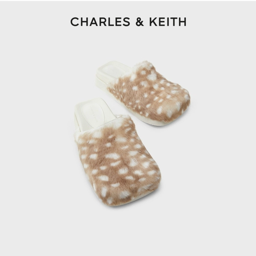 CHARLES&KEITH Осенне-зимняя женская обувь CK1-70920113 плюшевые туфли-мюли на толстой подошве для верхней одежды сандалии