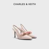 CHARLES&KEITH Летние сандалии с бантиком с заостренным носом на высоком каблуке, свадебные туфли