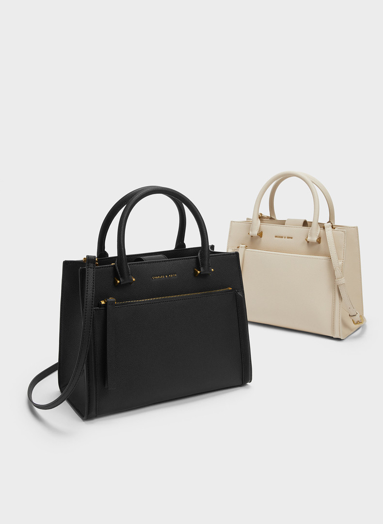 Сумка charles&keith春季新款ck2-30782210简约通勤手提单肩托特包女