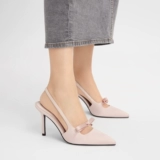 CHARLES&KEITH Летние сандалии с бантиком с заостренным носом на высоком каблуке, свадебные туфли