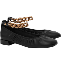 CHARLESKEITH Summer Womens Shoes CK1-70380900 Fashionable Thick Chain Wristband Decorated Low-Heel Single Shoes for Women