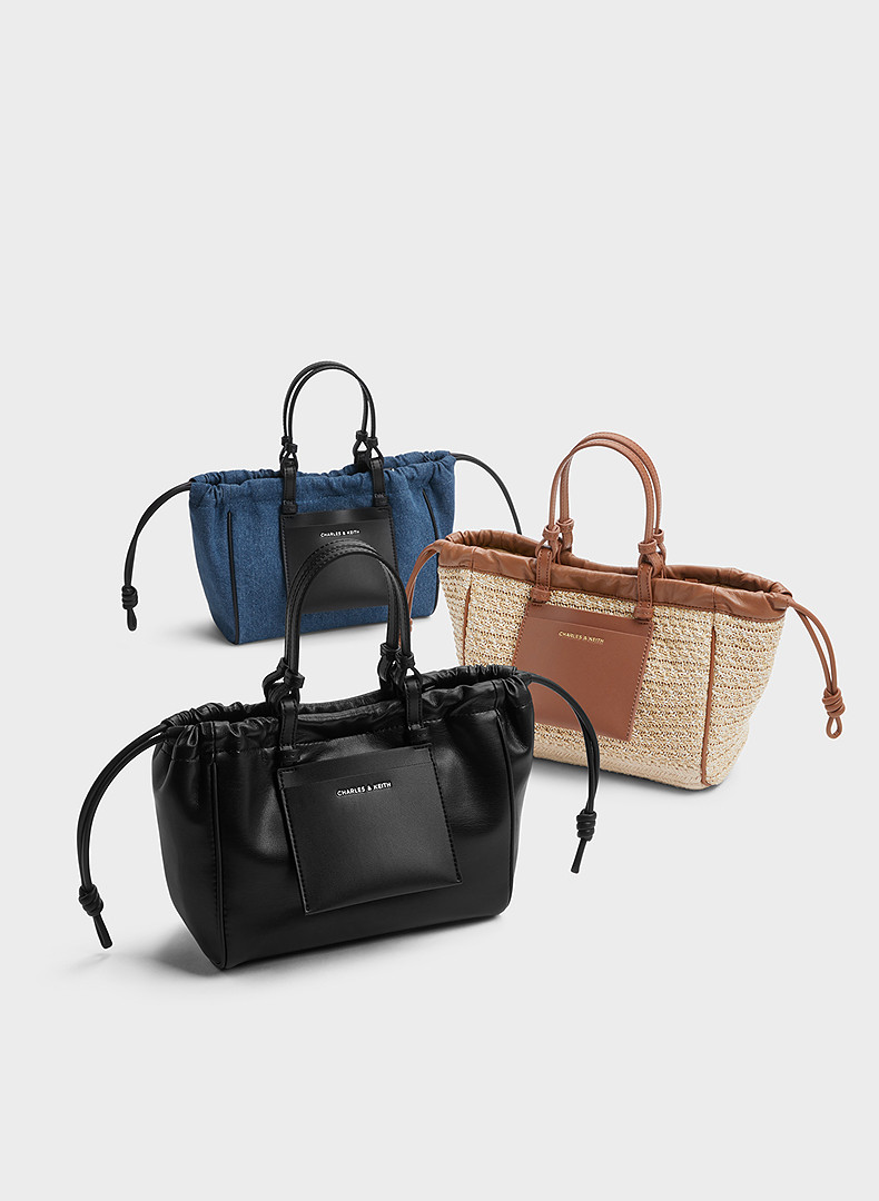 Сумка charles&keith秋季女包ck2-30671602-2大容量覆古编织托特包女 &