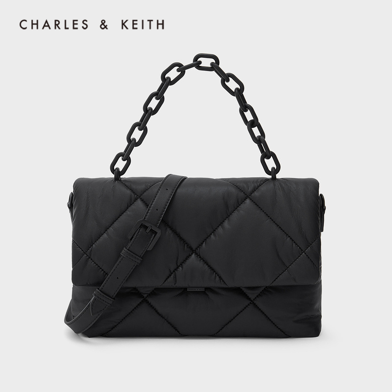 CHARLES & KEITH21 Autumn New CK2-20151059 ladies sweet cool diamond chain tote shoulder bag