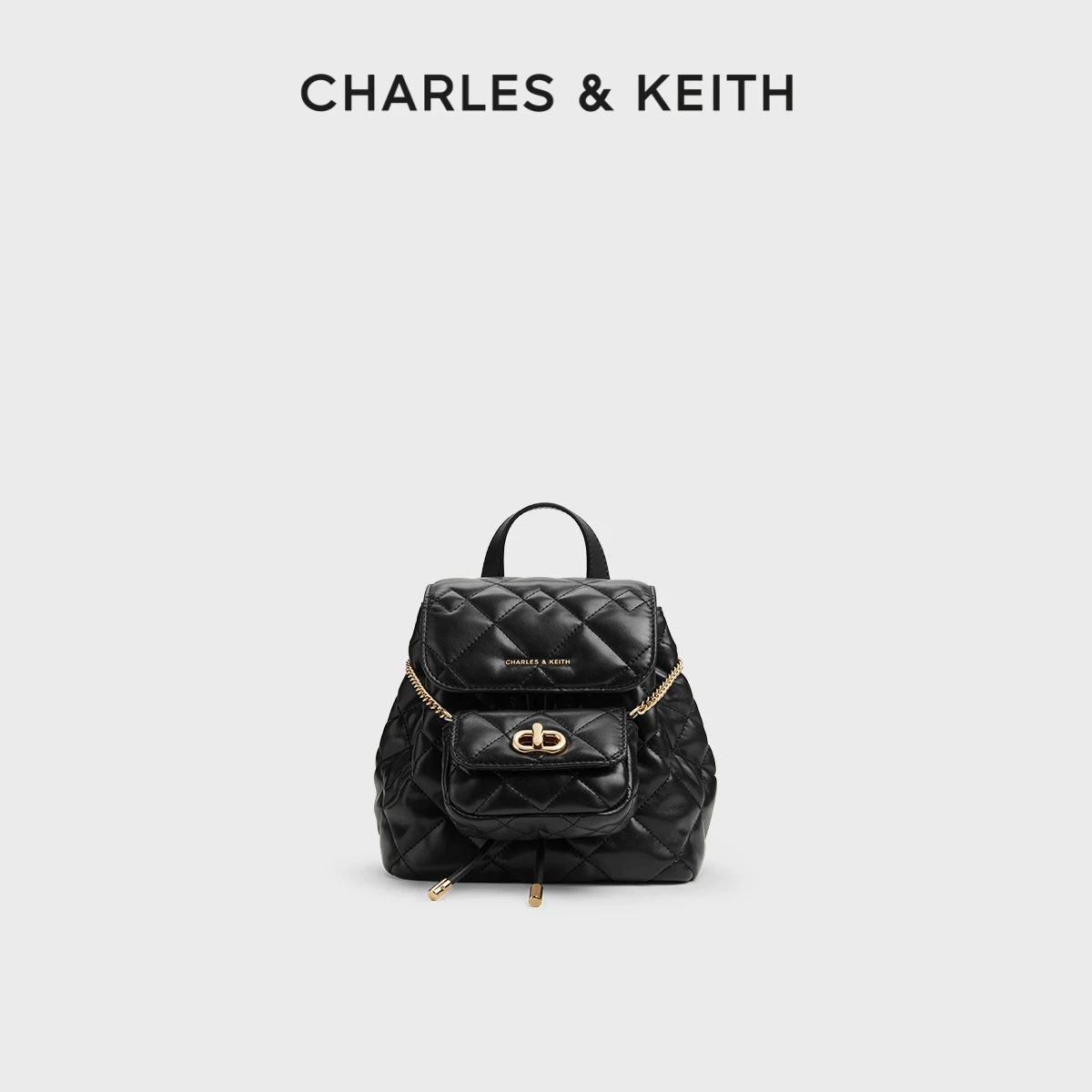 Charles&keith, capacious backpack with diamond pattern, Birthday gift