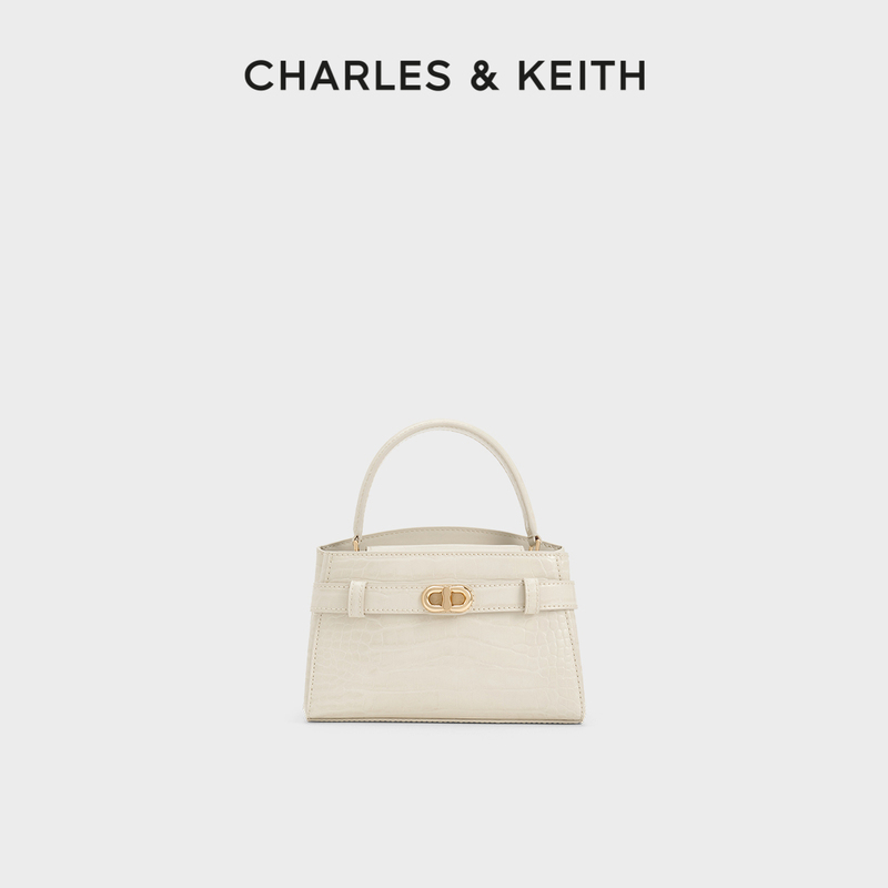 Charles&Keith Autum Women's Bag Ck2-50270880-1 Crocodile Pattern Hand-Held Kelly Bag Crossbody Bag for Women