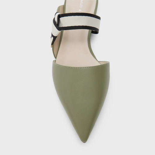 CHARLES&KEITH Летняя женская обувь CK1-70900295, женские мюли в полоску с острым носком на треноге