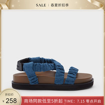 CHARLES & KEITH SPRING   SUMMER DISCOUNT CK1-70900306 WOMENs PLEATED TRIP BELT OPEN TOE CASUAL SANDALS