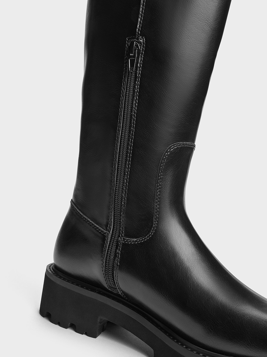 Charles&Keith25 New Autum Collection Ck1-90920159 Thick-Soled Zipper Buckle Decorated Knight Boots Long Boots