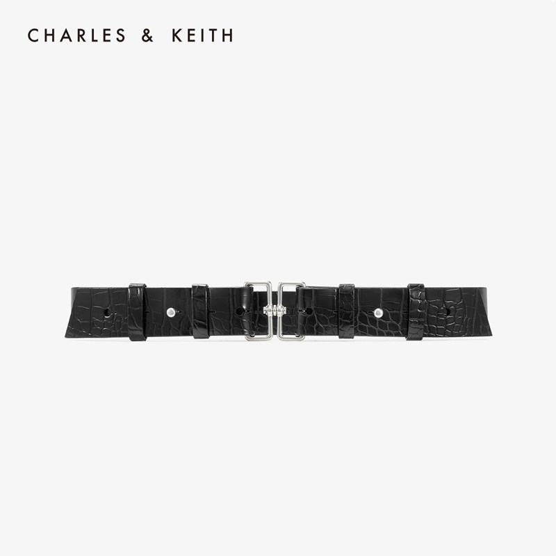 CHARLES & KEITH Fall/Winter New Product CK4-32250231 Vintage Metal Buckle Lady's Wide Belt