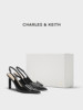 Charles&Keith25 Autumn New Model Sl1-60280488 Elegant Pointed Toe Bow High Heel Sandals Wedding Shoes