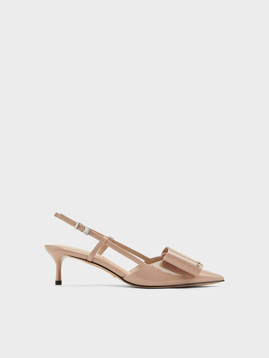 Charles&Keith Autumn and Winter Women's Shoes Sl1-61900044 Pointed Toe Bow Backless High-Heeled Sandals for Women