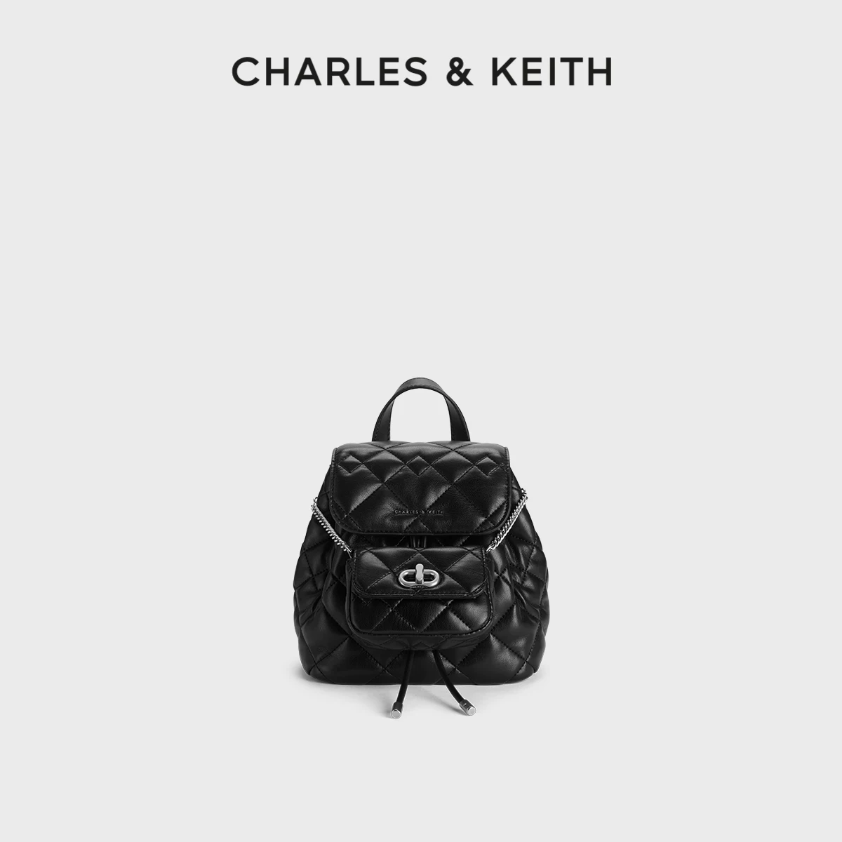Charles&keith, capacious backpack with diamond pattern, Birthday gift