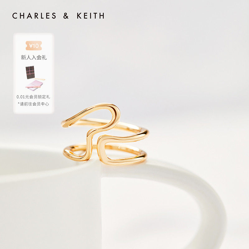 CHARLESKEITH SPRING NEW CK5-32120320 LADY RIPPLING IRREGULAR METAL PERSONALITY RING