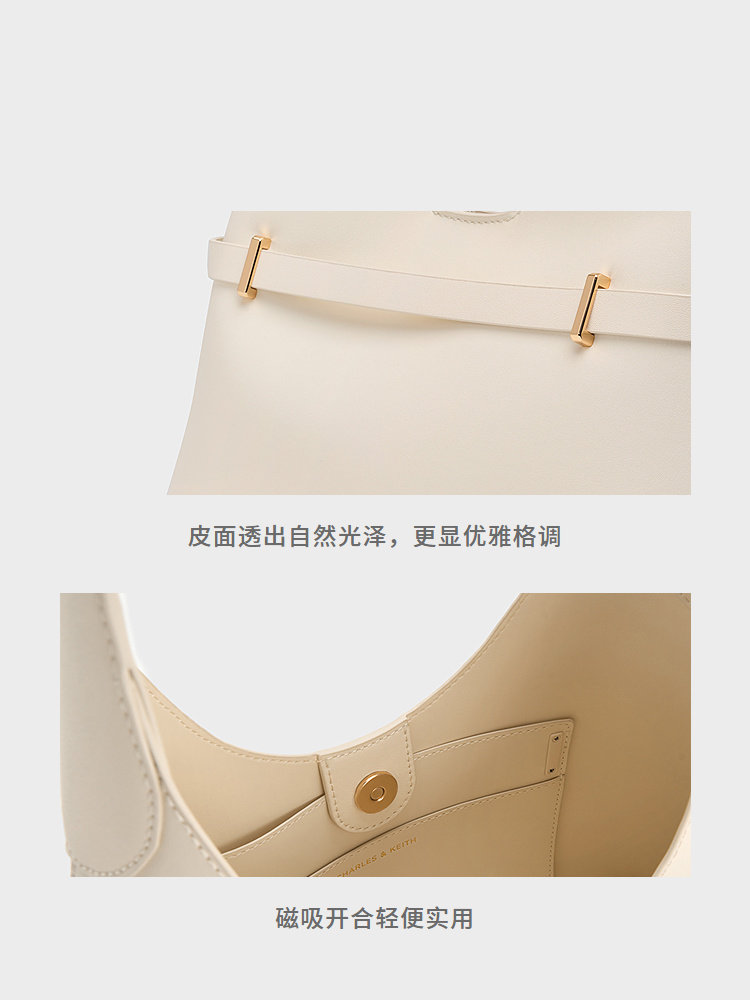 Charles&Keith25 New Autum Collection Ck2-40271621 Belt Buckle Simple Shoulder Underarm Bag