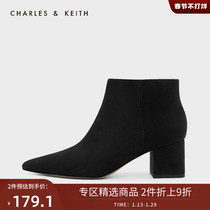 (2 pieces of 9% discount )CHARLESKEITH female boots CK1-91680022 leisure rough heels short boots female