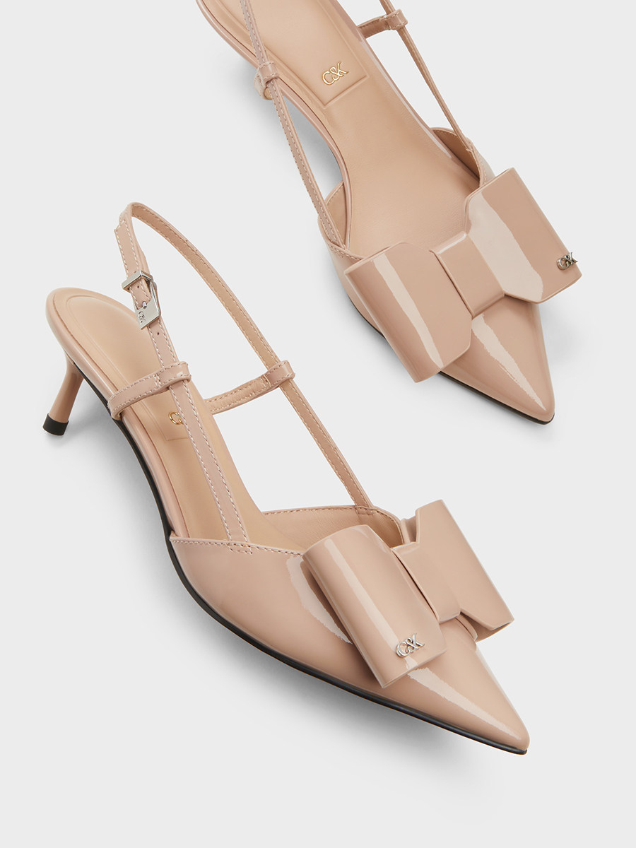 Charles&Keith Autumn and Winter Women's Shoes Sl1-61900044 Pointed Toe Bow Backless High-Heeled Sandals for Women