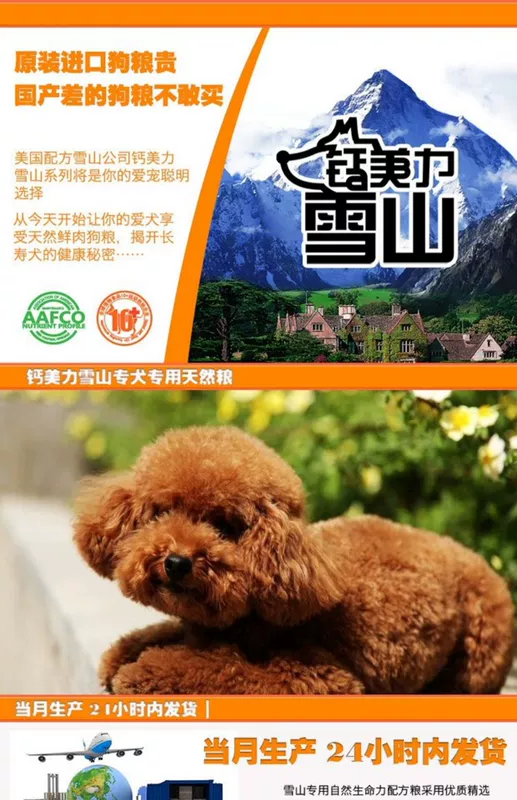 Poodle Con chó trưởng thành 10 kg Thức ăn đặc biệt cho chó Canxi Meili Snow Mountain Thức ăn chủ yếu Thức ăn tự nhiên Thức ăn chủ yếu Thức ăn tự nhiên 20 kg - Chó Staples