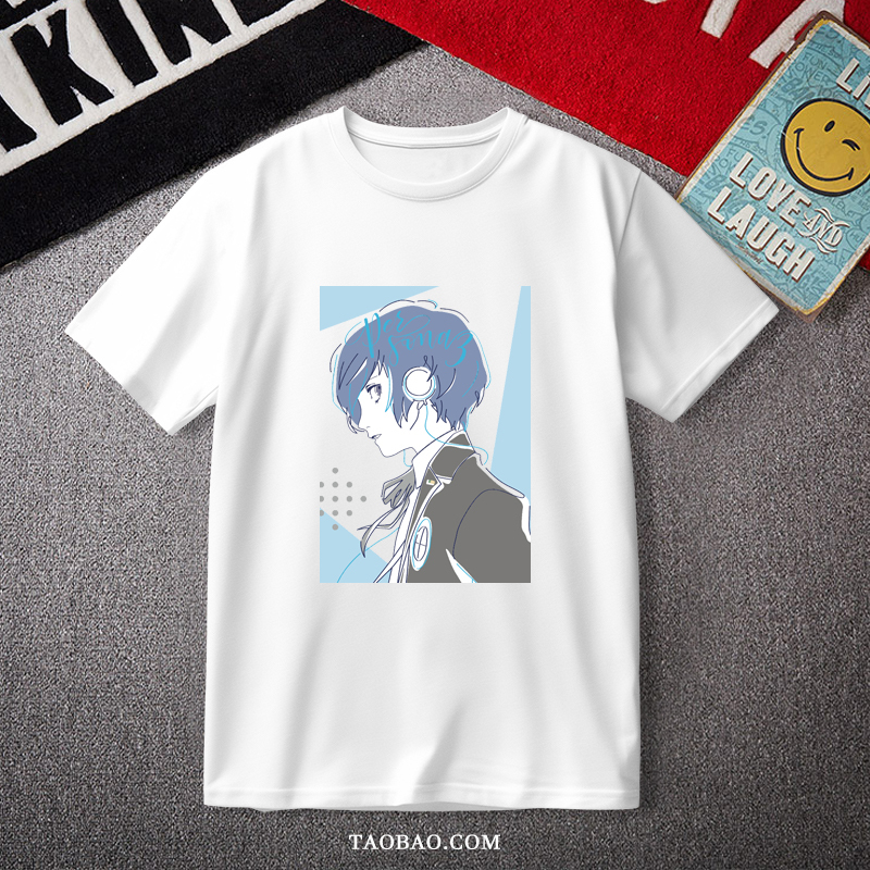 Persona 3 P3 Kyouji Itou, Yujiro Yufu, Yuragi, Game Merchandise Short-Sleeve Pure Cotton T-Shirt Clothing Cosplay Costume