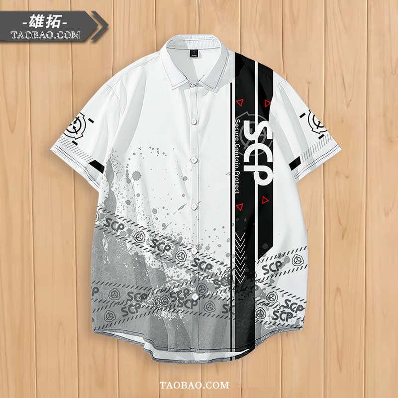 Scp Foundation Game Merchandise Short-Sleeve Shirt Jacket Summer Casual Clothing Anime Cosplay Outfit