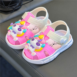 Girls Sandals Princess Shoes Summer Boyfriend's Baby and Toddlers Soft Body Anti-slip Bao Tou 0-1-3-year-old Baby Learn Step Shoes 2
