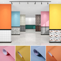 Solid color wallpaper self-adhesive commercial milk tea shop snack bar fast food restaurant black and white grid subnet Red self-sticking wallpaper