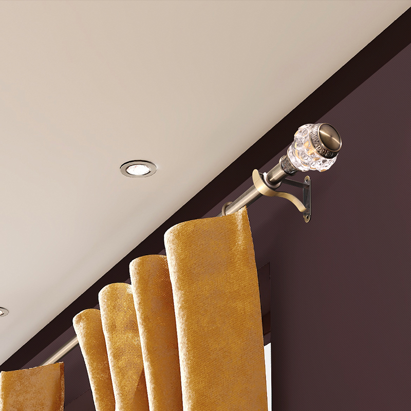 Roman Rod Curtain Rod, French Style Single Rod, Double Rod, Aluminum Alloy Curtain Track, Fixed Bracket, Complete Set, Ceiling-Mounted