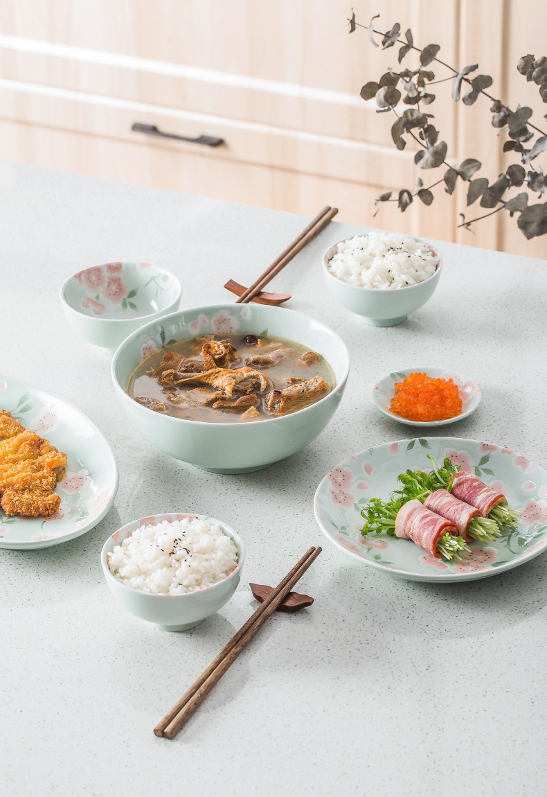 Disk flat ceramic plate combination suit household fish dish dish soup plate Japanese creative move western breakfast tray