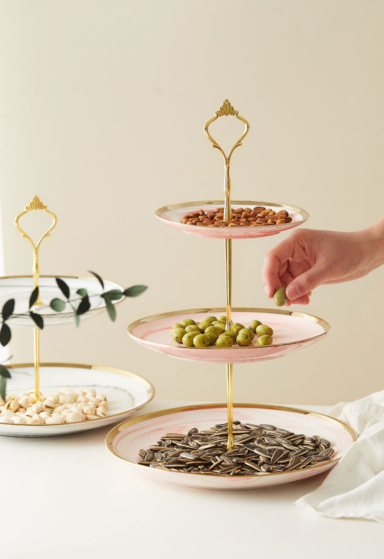 Fruit bowl ceramic multilayer superposition Nordic compote creative snack plate modern household dry Fruit bowl sitting room snack plate