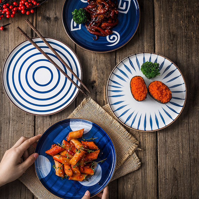 Dessert salad disc household dish dish dish dish Japanese - style steak hand - made ceramic disc western - style food plate breakfast restoring ancient ways