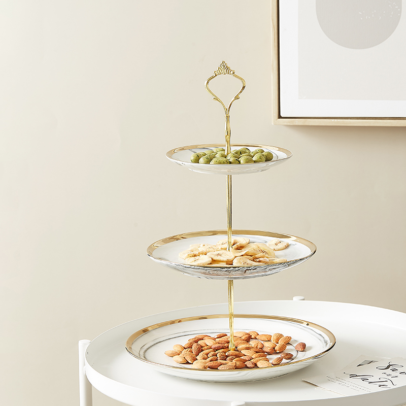 Fruit bowl ceramic multilayer superposition Nordic compote creative snack plate modern household dry Fruit bowl sitting room snack plate