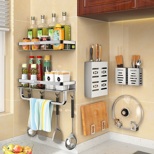 Кухонная стойка, настенная, многофункциональная приправа без перфоратора, бытовая стойка для посуды, стеллаж для хранения