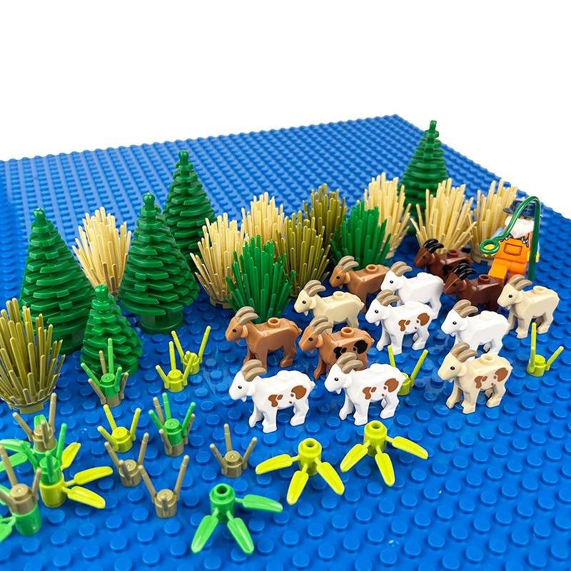 Suitable for Lego Grassland Forest Farm Animal Scene Sheep Pen Lamb Mountain Sheep Building Block Minifigure Accessories Toys
