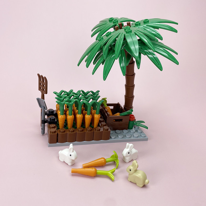 Suitable for Lego DIY Small Scene Carrot Patch Carrot Pit Little Rabbit Building Block Minifigure Toy Accessories