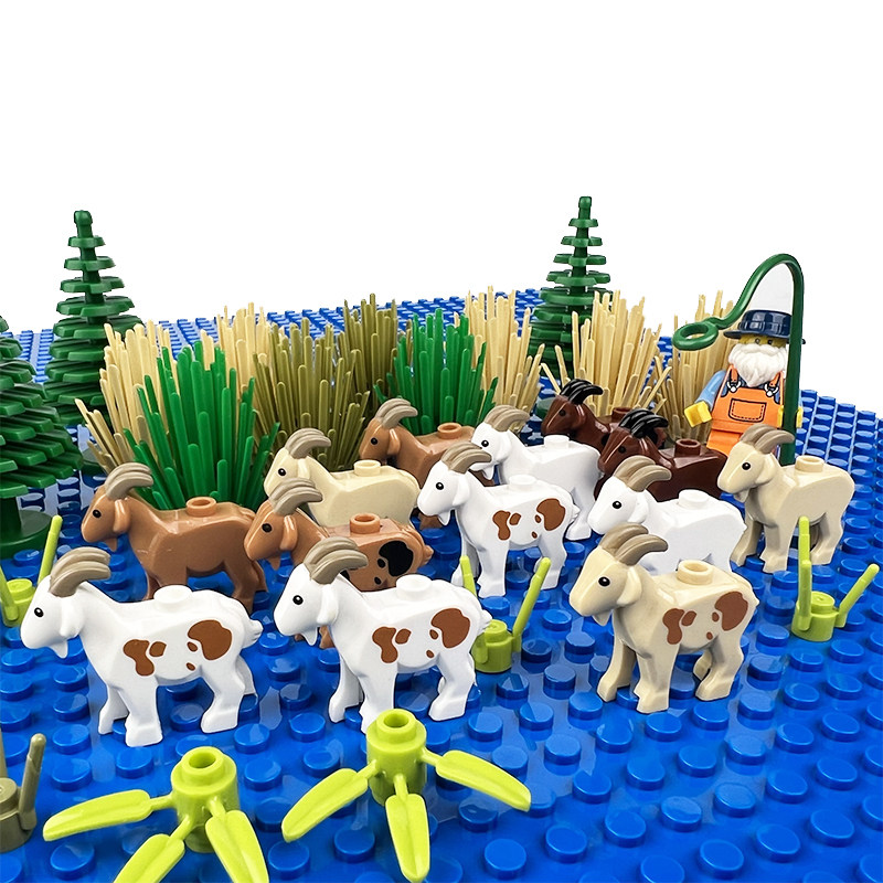 Suitable for Lego Grassland Forest Farm Animal Scene Sheep Pen Lamb Mountain Sheep Building Block Minifigure Accessories Toys