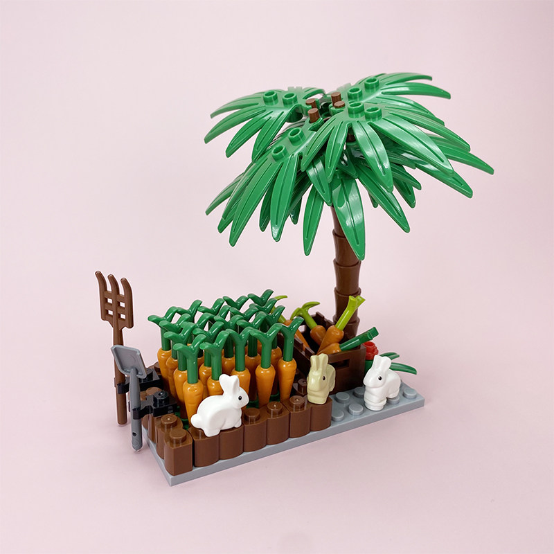 Suitable for Lego DIY Small Scene Carrot Patch Carrot Pit Little Rabbit Building Block Minifigure Toy Accessories