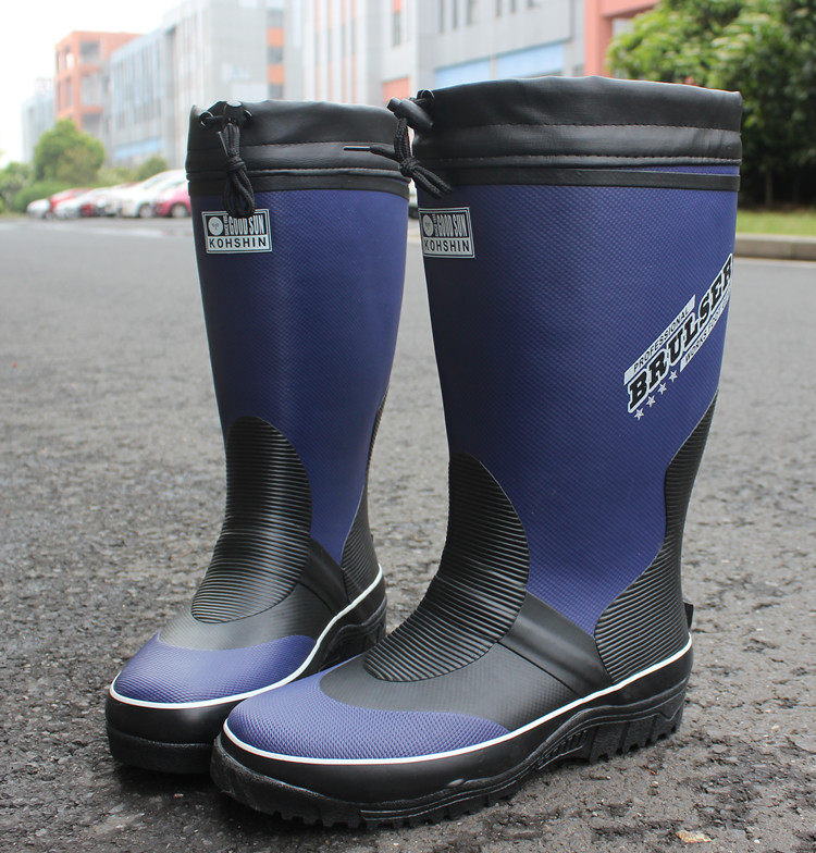 Сапоги мужской высокий скольжение воздухопроницаемый мода водонепроницаемый резина весна Водяные ботинки удлинитель Большой пробка сапоги 