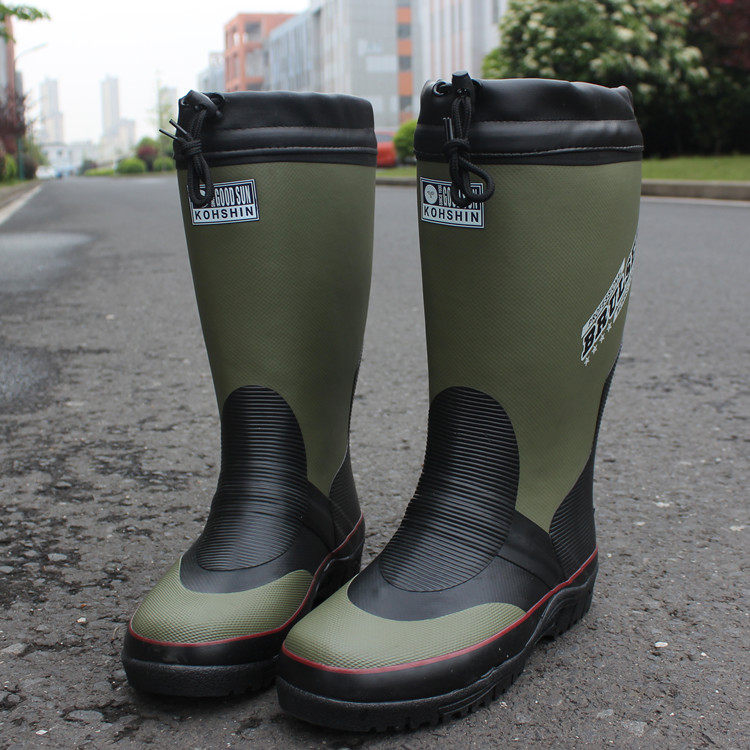 Сапоги мужской высокий скольжение воздухопроницаемый мода водонепроницаемый резина весна Водяные ботинки удлинитель Большой пробка сапоги 