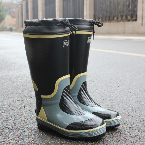 Сапоги мужской высокий скольжение воздухопроницаемый мода водонепроницаемый резина весна Водяные ботинки удлинитель Большой пробка сапоги 