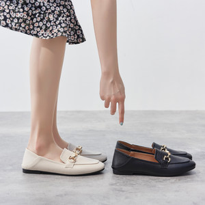 Women's Flat Shoes 2026 New Spring Loafers Versatile British Style Retro Small Leather Shoes Slip-On Loafers