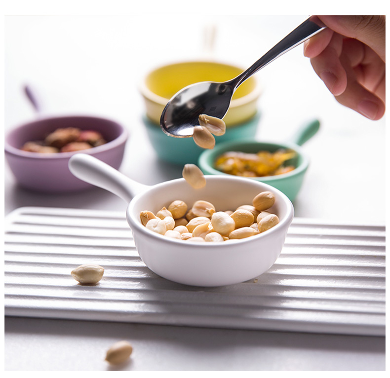 Nordic little pure and fresh and contracted and colorful flavor dish of single handle ceramic dish condiment disc tomato mustard seasoning dishes