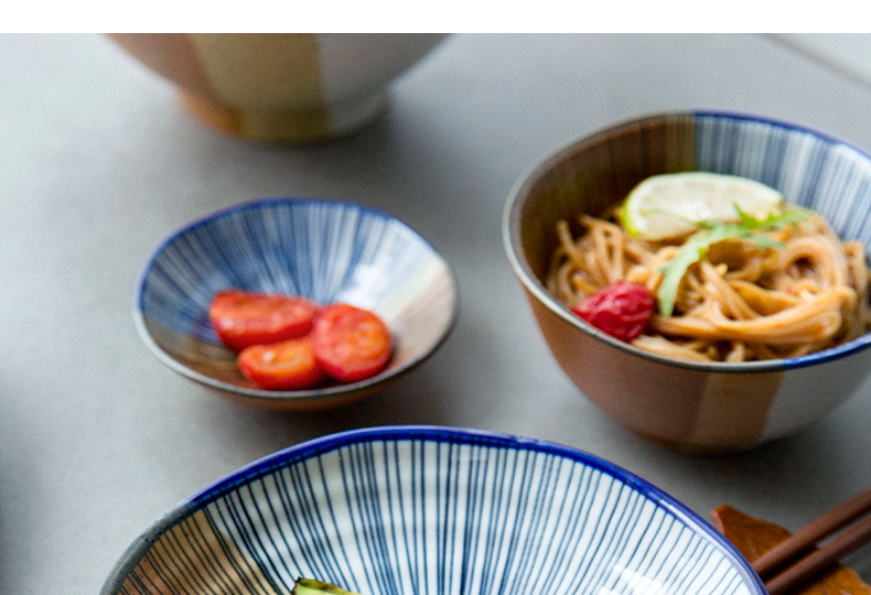 Japanese ceramics tableware double blue line ceramics flavor dish dish of rice bowls big ipads soup bowl dish plate of flat home