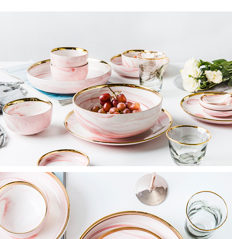 Ins fuels the Nordic light and decoration marble ceramic plate up phnom penh disc flat rice bowls large soup bowl