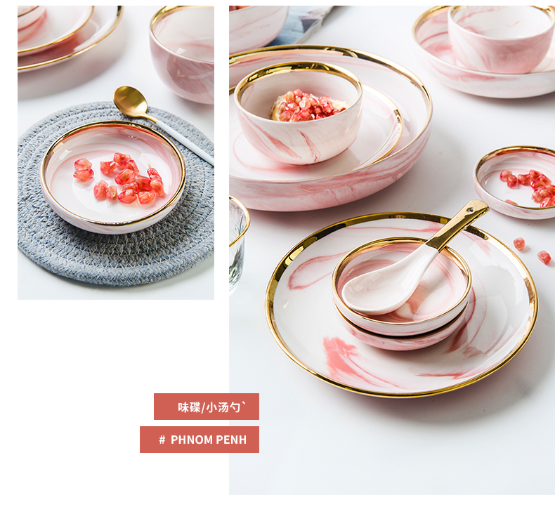 Ins fuels the Nordic light and decoration marble ceramic plate up phnom penh disc flat rice bowls large soup bowl