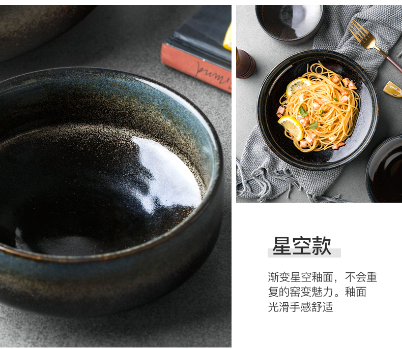 Creative ceramic bowl bowl of black and white contracted deep bowl porringer salad bowl household conical always tall bowl of salad plate