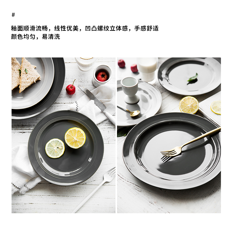 Ceramic plates home big small disc of pure vegetable dish the steak restaurant dish fruit bowl pasta dish