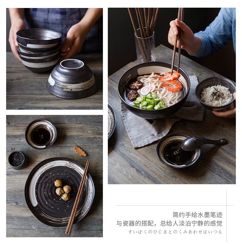 Inscription ink ceramic tableware suit creative home dishes dishes combination suit dish suits for